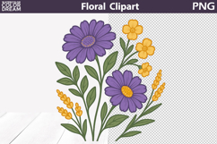 Aster and Buttercup Clipart | Wildflower Field Sublimation Product Image 1