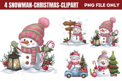 Winter Snowman Christmas Clipart PNG Product Image 1