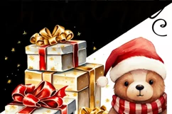 Christmas Scene Bear with Gifts Sublimation PNG Designs Product Image 5