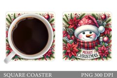 Cute Snowman Coaster Sublimation. Christmas Coaster Design Product Image 1