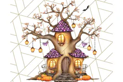Halloween Fairy House Clipart PNG, Spooky Cottage Art Product Image 5