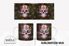 Floral Skull Mug Sublimation Design / halloween Mug #13 Product Image 1