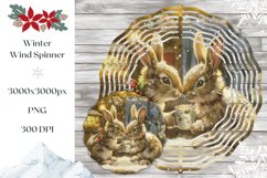 Christmas Rabbits Wind Spinner, Cozy Winter Rabbits PNG Product Image 1