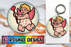 Cheerful Sublimation Circle Coasters, Cupid Product Image 1