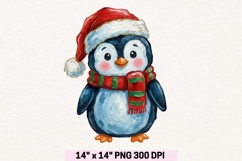 Christmas Penguin Sublimation Png, Cute Penguin Png. Product Image 1