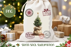 Vintage Christmas Tree Santa Sack, Christmas Sublimation Product Image 1