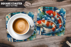 Colour fish, Pets &amp; Animal, Buffalo Plaid Square Coaster PNG Product Image 1