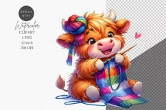 Highland calf clipart, Calf knitting, Cute Animals Clipart, Product Image 1