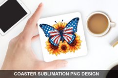 4Th Of July Butterfly- Coaster Sublimation Design Product Image 1