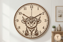 Highland Cow Wall Clock SVG | Laser Cut Clock File Product Image 1