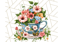 Vintage Floral Teacup Clipart PNG, Blooming Teacups Clip Art Product Image 5