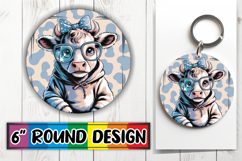 Enchanted Round Keychains PNG, Cute Cow Product Image 1