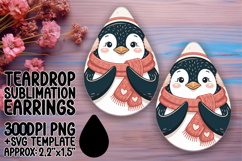 Trendy Teardrop Earrings Sublimation Art , Valenines Animals Product Image 1