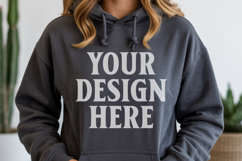 Dark Heather Gildan 18500 Hoodie Sweatshirt Mockup, Unisex Product Image 1