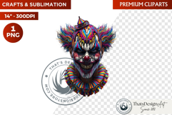 Horrific Evil Clown Clipart - Halloween Creepy Circus PNG G Product Image 1