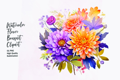 Watercolor Floral bouquet clipart sublimation Product Image 1