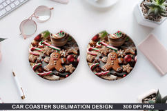 Gingerbread Christmas Car Coaster Sublimation PNG Design Product Image 1