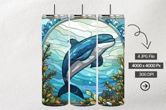 Baby Whale Stained Glass Square Coaster - 04 Variations Product Image 1