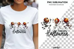 Happy Halloween Dancing Pumpkin Skeletons PNG, Funny Product Image 1