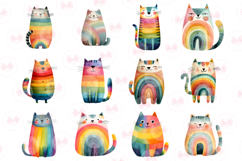 Adorable Rainbow Cute Cat Clipart, Set 41 Png Bundle Product Image 3