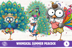 Whimsical Summer Peacock Clipart Product Image 1
