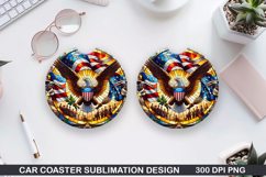 4th Of July Car Coaster Sublimation| 4th Of July Coaster PNG Product Image 1