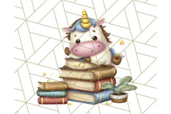 Magical Bookish Unicorn PNG Clipart Reading Books & Stories Product Image 5