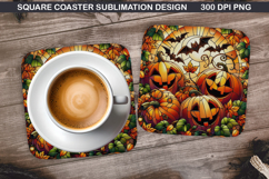 Pumpkin Coaster Sublimation, Halloween Coaster PNG Design Product Image 1
