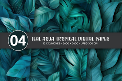 Teal Aqua Tropical Digital Paper Product Image 1