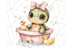 Farm Animal Babies in Bubble Bath PNG, Nursery Clipart Product Image 5
