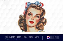 Retro American Mom Watercolor Clipart Product Image 1