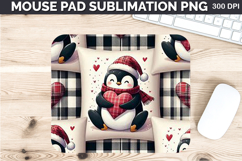 Watercolor Penguin Mouse Pad Sublimation - Valentines PNG Product Image 1