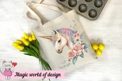 Humble unicorn with roses on its mane, watercolor png Product Image 3