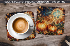 Pumpkin Coaster Sublimation, Halloween Coaster PNG Design Product Image 1