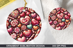 Candy Heart Stained Glass Ornament PNG, Digital Download Fi Product Image 1