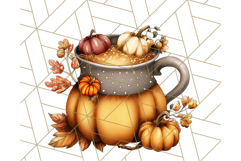 Fall Drink Clipart PNG, Cozy Autumn Cocoa and Latte Art Product Image 5