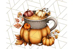 Fall Drink Clipart PNG, Cozy Autumn Cocoa and Latte Art Product Image 5