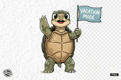 Quirky Funny Summer Turtle Clipart Product Image 1