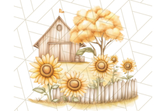 Rustic Sunflower Clipart, Soft Country Farmhouse Florals Png Product Image 5