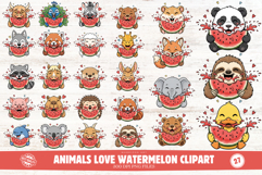 Animals Love Watermelon Clipart Product Image 1