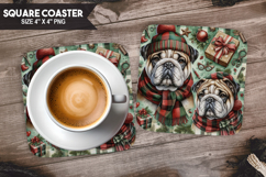 Cozy Dog Coaster, Buffalo Plaid Square Coaster PNG Product Image 1