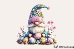 Watercolor Spring Easter Gnomes Clipart PNG Product Image 1