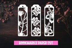 3 Floral Bookmarks Paper cut SVG Laser cut,Cricut,Silhouette Product Image 1