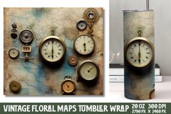 Vintage Floral Maps Tumbler Wrap Product Image 1