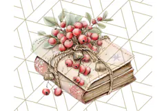 Christmas Book Clipart, Festive Reading PNG Illustrations Product Image 5