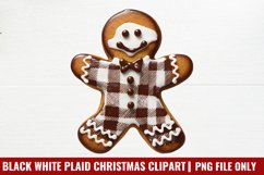 Black White Plaid Christmas clipart PNG Product Image 1