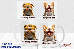 Coffee funny Dog Mug sublimation, puppy American bulldog PNG Product Image 1