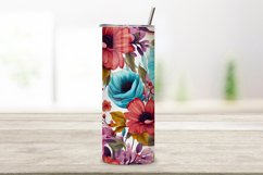 Tumbler Wrap, Watercolor Floral Design, 20 oz Skinny PNG Product Image 2