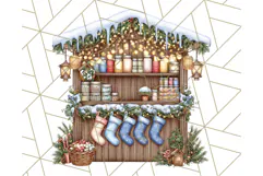 Cozy Christmas Market Stall Clipart PNG, Holiday Art Png Product Image 5