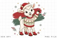 Christmas Sweater Baby Goat PNG Sublimation Design - Cute Product Image 3